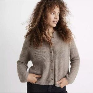 MADEWELL Medium Beige Bellaire Cardigan Sweater Button Alpaca Blend NA809 $89